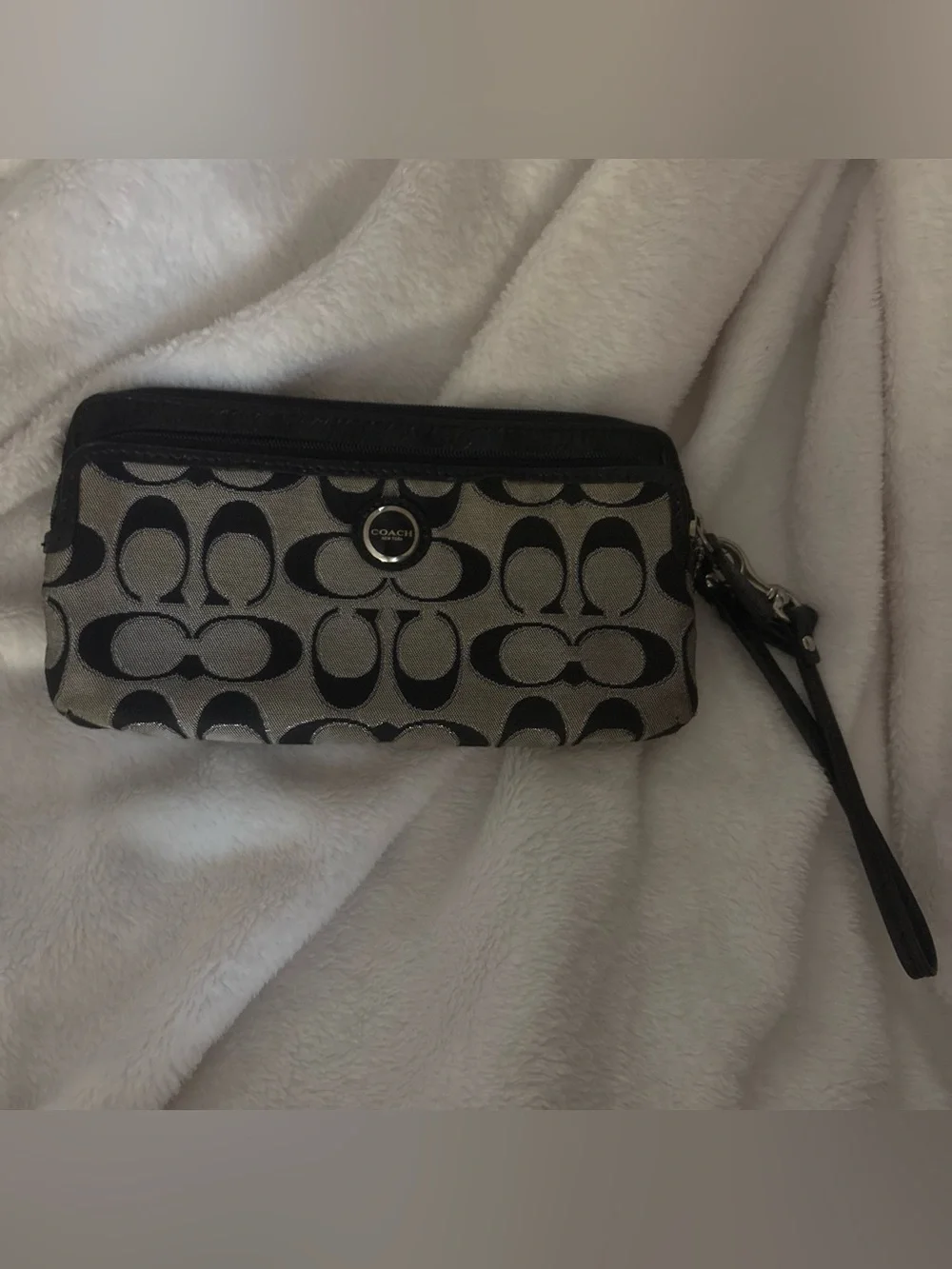Coach Black and Gray Signature Wristlet
